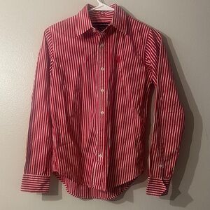 Ralph Lauren Red and White Striped Button
Down Shirt Sz 2